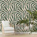 Green Stripes Wallpaper, | Zebra Pattern Wall Mural YM-02575