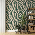 Green Stripes Wallpaper, | Zebra Pattern Wall Mural YM-02575