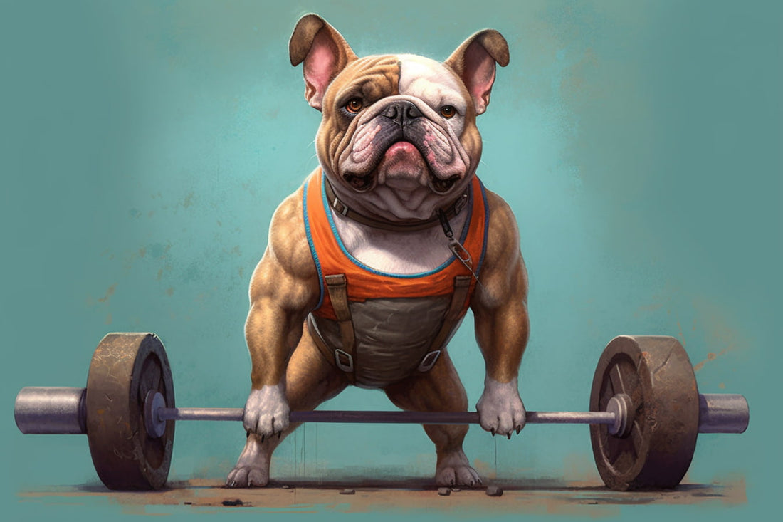 Gym Dog Wallpaper Mural | Bodybuilder BullDog Wall Art YH-01013