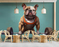 Gym Dog Wallpaper Mural | Bodybuilder BullDog Wall Art YH-01013