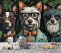 Hipster Dogs Wallpaper  Animal Wall Mural YH-00829
