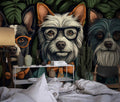 Hipster Dogs Wallpaper  Animal Wall Mural YH-00829