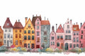 House Wall Decal, Watercolor Buildings Adhesive Wallpaper YCO-02563