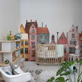 House Wall Decal, Watercolor Buildings Adhesive Wallpaper YCO-02563