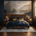 Vintage Forest And Mountain Wall Decal, Oil Painting Landscape Wallpaper YD-30014