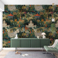 Lush Jaipur Garden Wallpaper, Indian Wallpaper, Scenic Wall Art, India Mughal Design YM-30019