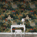 Lush Jaipur Garden Wallpaper, Indian Wallpaper, Scenic Wall Art, India Mughal Design YM-30019