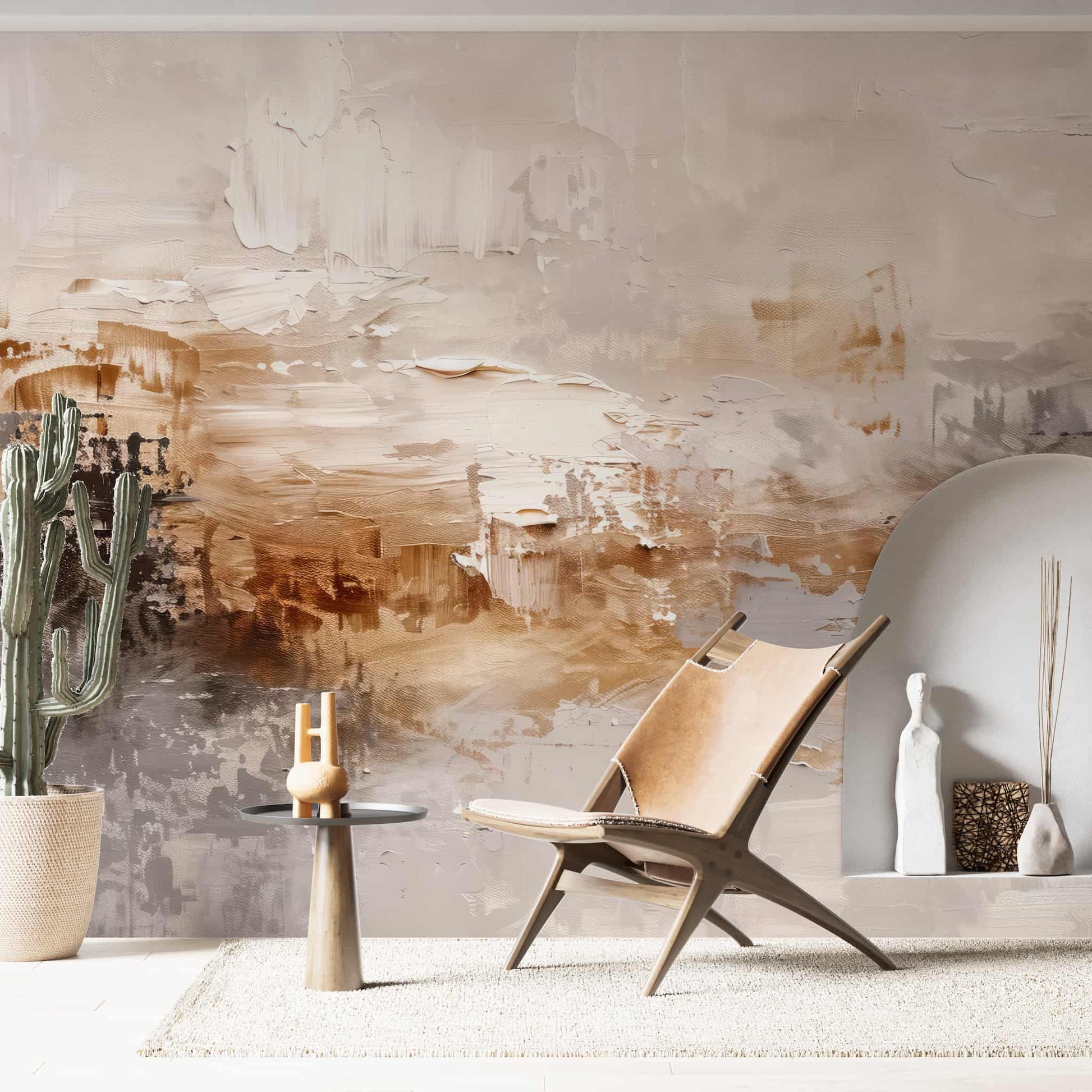 Luxury Plaster Peel and Stick Wallpaper | Biege Textured Concrete Wall Mural YS-02548