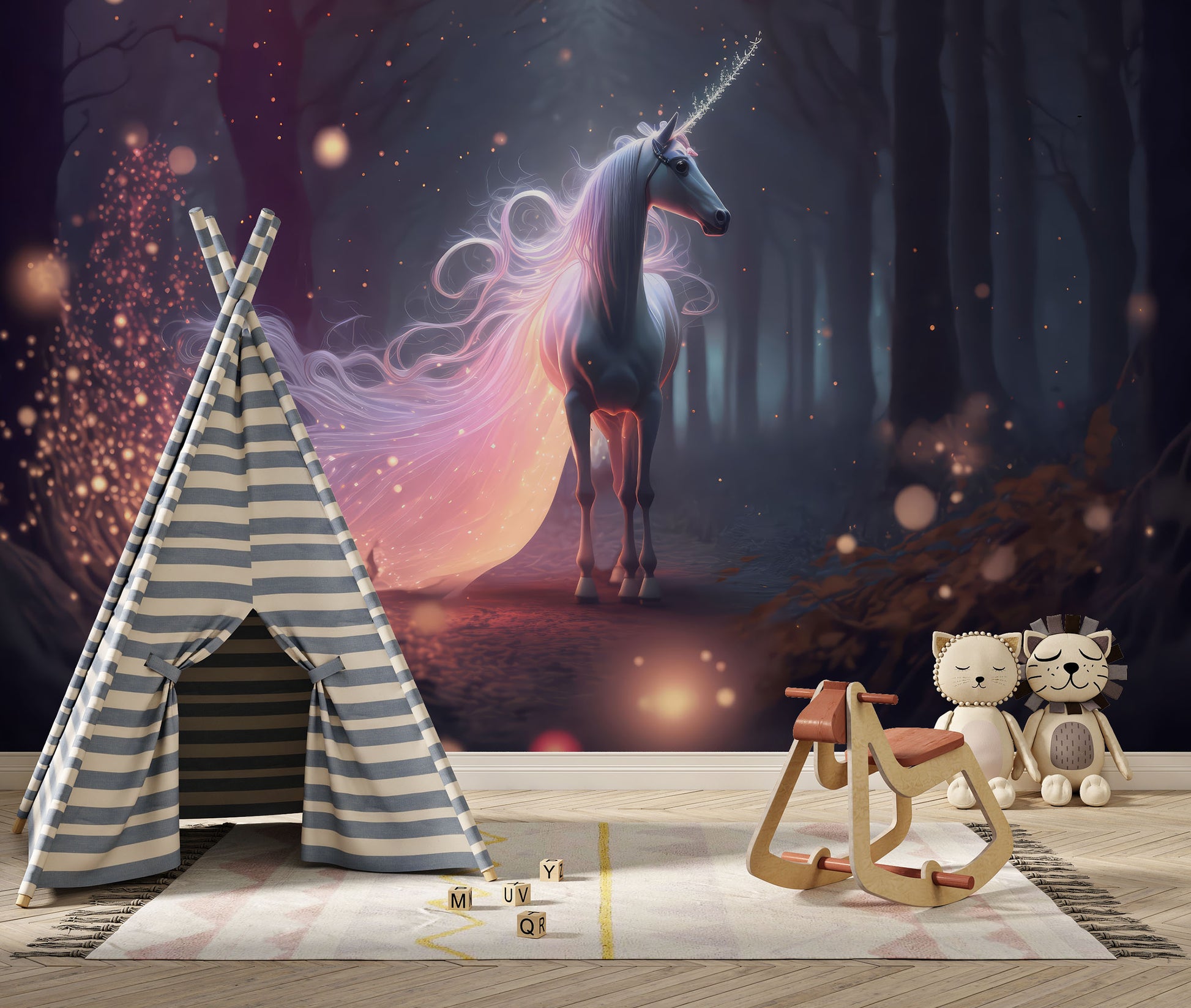 Magic Unicorn Wallpaper  Fairy Wall Mural YCO-00009