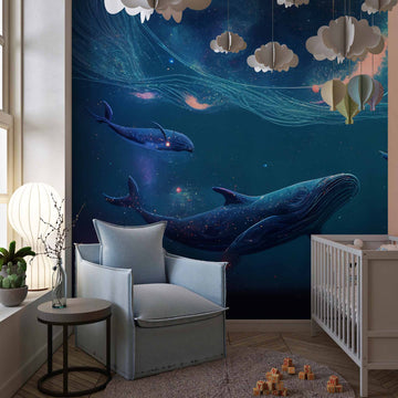 Magical Underwater Whale Wallpaper Kids And Nursery Room Wall Art YH-00851