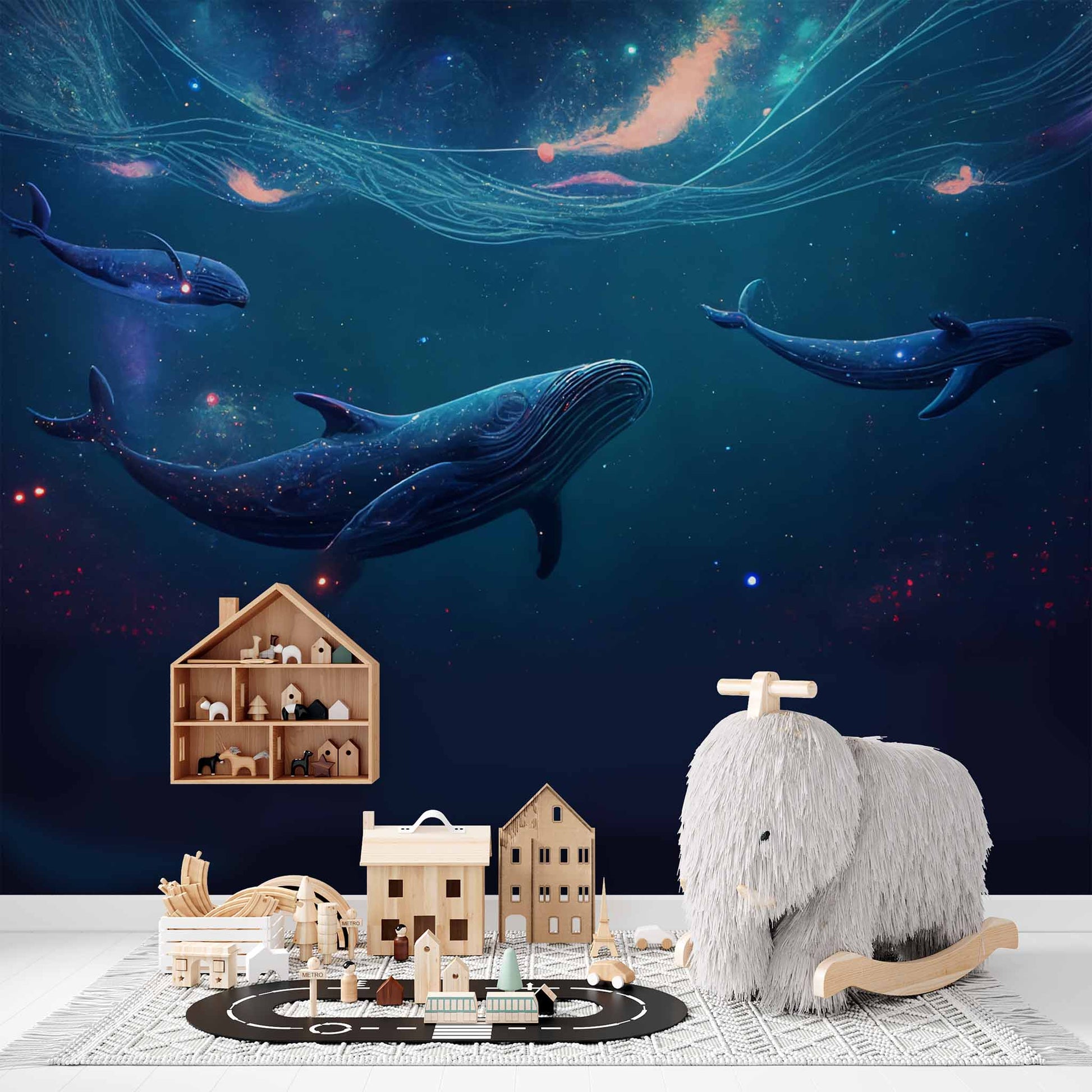 Magical Underwater Whale Wallpaper Kids And Nursery Room Wall Art YH-00851