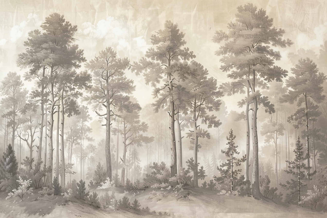 Minimalist Forest Landscape Wallpaper, Scenic Wall Decal YD-05058