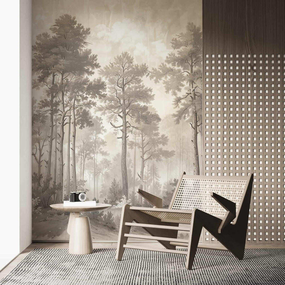 Minimalist Forest Landscape Wallpaper, Scenic Wall Decal YD-05058