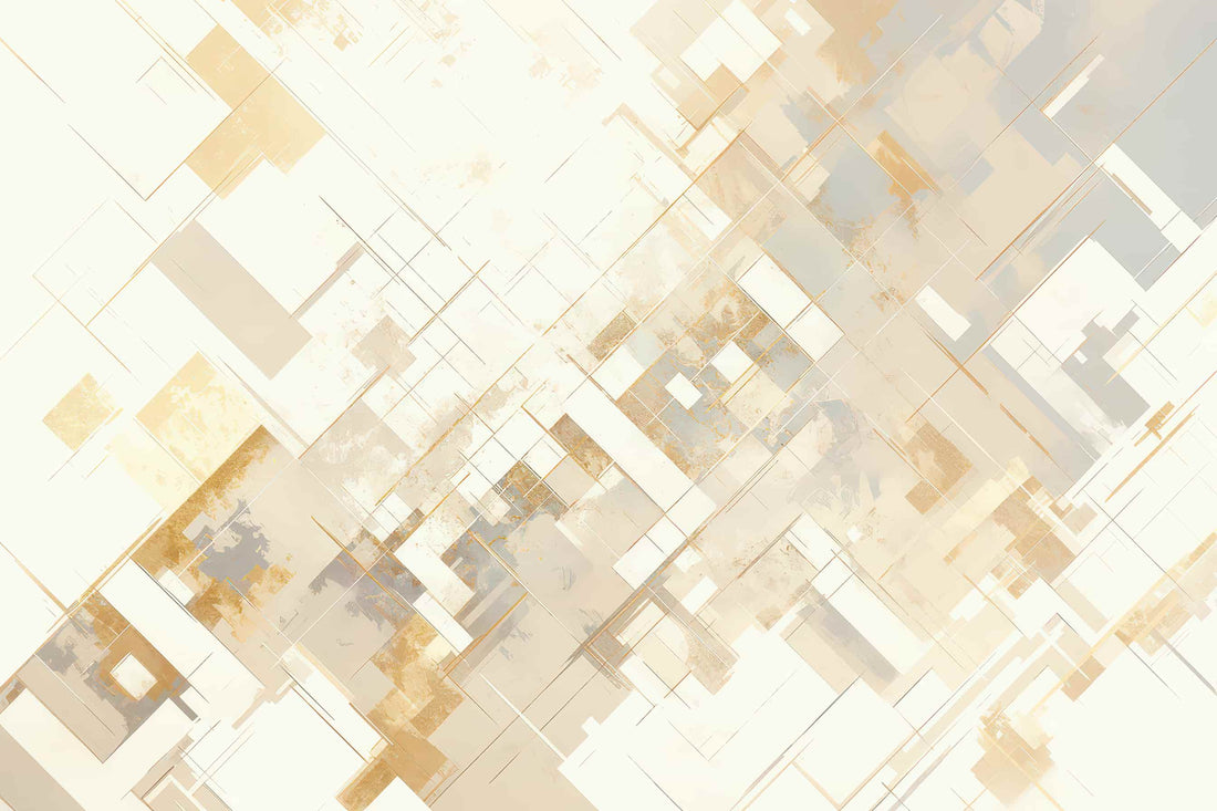 Modern Geometric Wall Art | Boho Beige Neutral Wall Mural YMO-05037