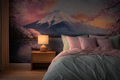 Mount Fuji Wall Mural Cherry Blossom Wallpaper Sunset Lake Decor YD-05095