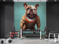 Gym Dog Wallpaper Mural | Bodybuilder BullDog Wall Art YH-01013