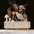 Mythological Statue Wall Mural | Cupid and Psyche Wallpaper YM-00276