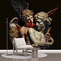Mythological Statue Wall Mural | Cupid and Psyche Wallpaper YM-00276 