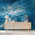 Navy Blue Oil Painting Wallpaper | Textured Wall Mural YS-04048
