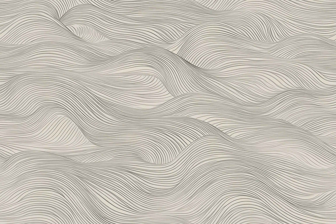 peel and stick wallpaper Neutral Gray Coastal Wave Wallpaper Line Wall Mural YDT-04050