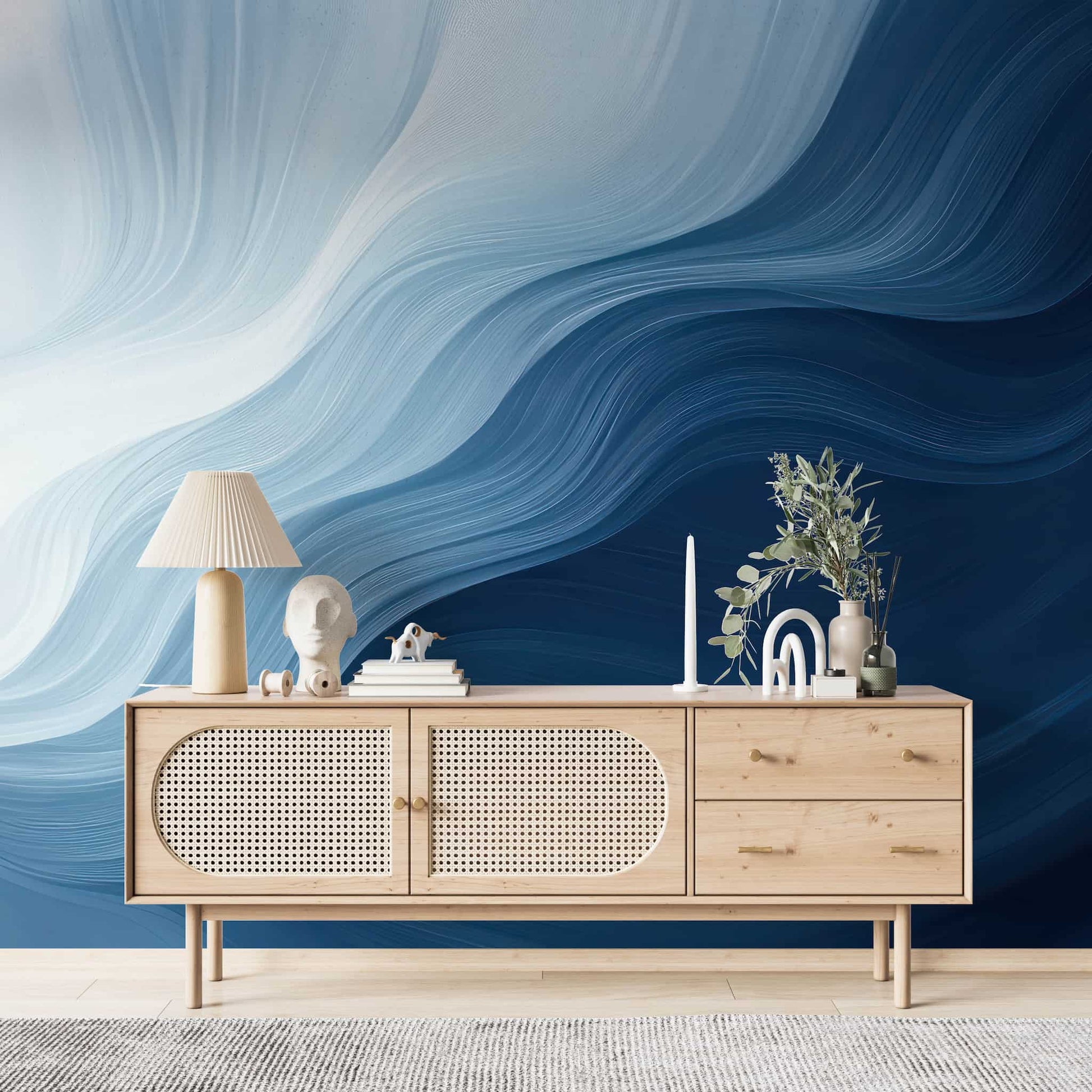 peel and stick wallpaper Ocean Blue Wallpaper Coastal Wave Wall Mural YM-02572