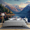 Panoramic Norwegian Fjord Wallpaper - Mountain Lake Mural YD-05097