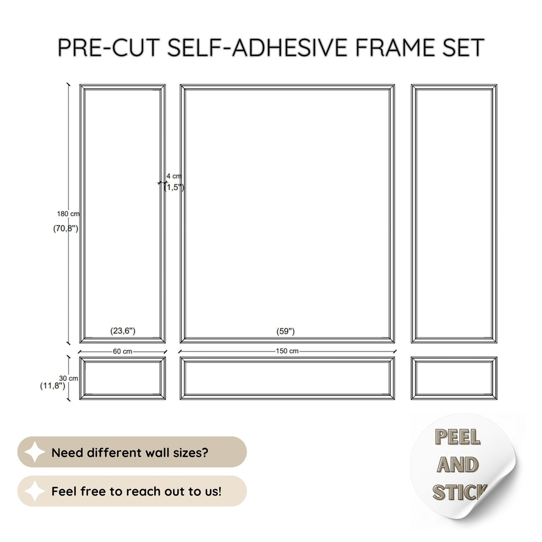 Peel and Stick Wall Moulding Kit, Pre-Cut Wall Panels for Modern Home CST-049