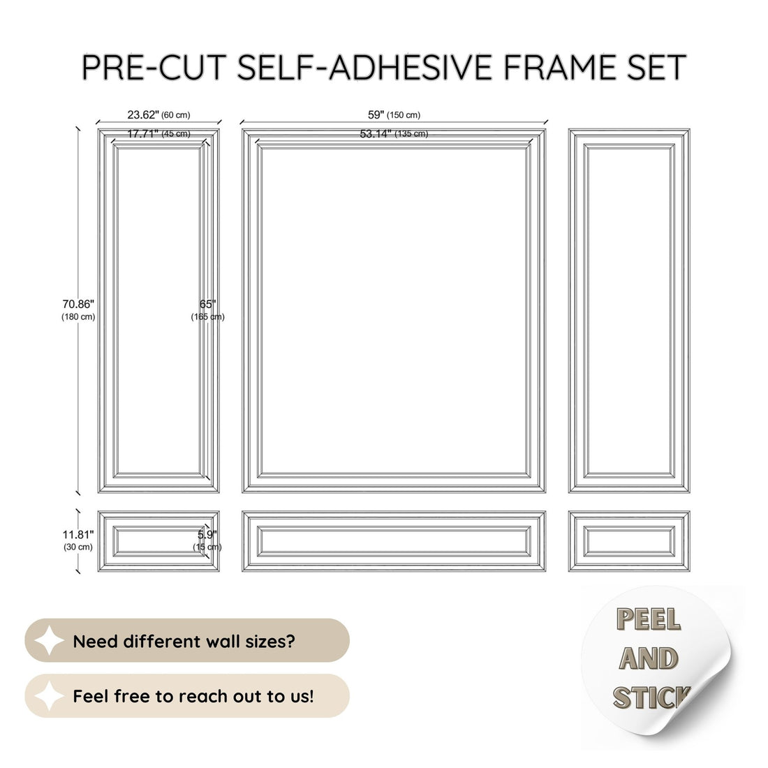 Peel and Stick Wall Moulding Kit, Pre-Cut Wall Panels for Modern Home CST-049