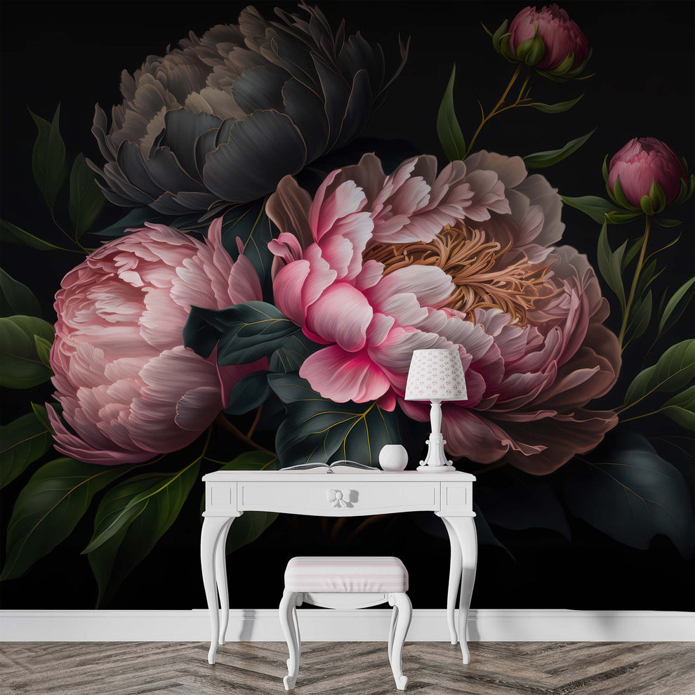 Peony Flower Wallpaper | Floral Wall Mural YF-00062