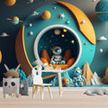 Planet and Astronaut Wallpaper  Space Wall Art YCO-00208