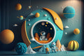 Planet and Astronaut Wallpaper  Space Wall Art YCO-00208