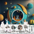 Planet and Astronaut Wallpaper  Space Wall Art YCO-00208
