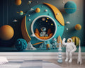 Planet and Astronaut Wallpaper  Space Wall Art YCO-00208