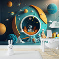 Planet and Astronaut Wallpaper | Space Wall Art YCO-00208