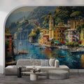 Portofino Landscape Wallpaper, Oil Painting Historical Wall Decal YD-05009