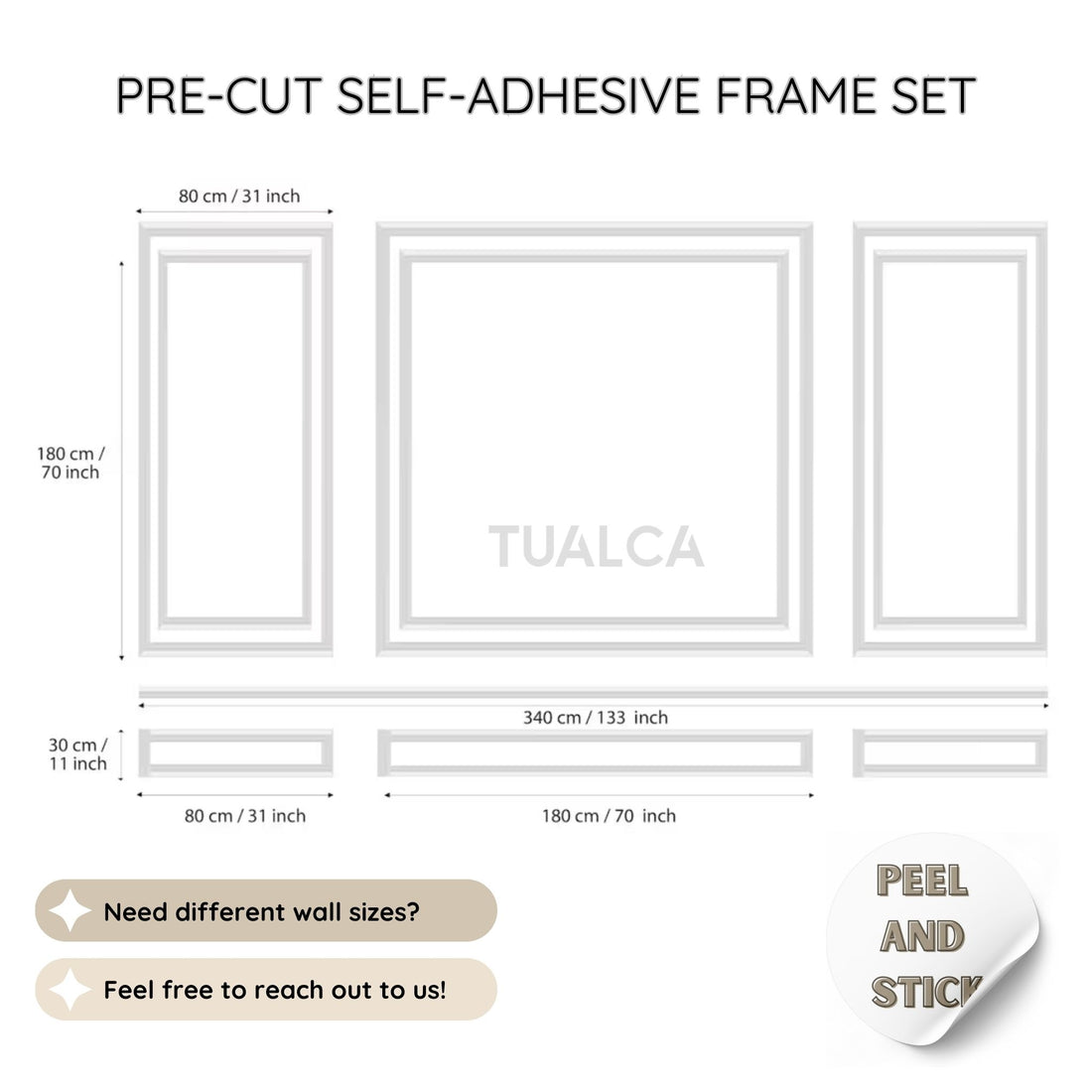 Pre-Cut 4 cm Wall Molding Kit – Paintable Panels for Easy Wall Covering CST-053