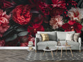 Red Floral Wallpaper 3D Realistic Roses, Orchids Wall Art YF-30027