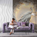 Relief Peacock Wallpaper | 3D Embossed Wallpaper YF-02477