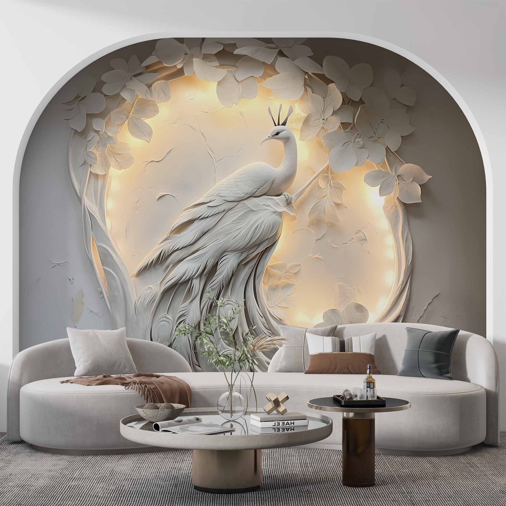 Relief Peacock Wallpaper | 3D Embossed Wallpaper YF-02477