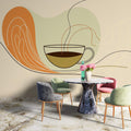 Retro Cafe Wallpaper, Vintage Cafe Wall Art Deco Wallpaper YC-05070
