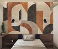 Retro Geometric Wallpaper Boho Beige and Brown Peel and Stick Wall Mural YMO-07028