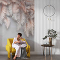 Rose Beige Feather Wallpaper | Elegant Feather Design for Modern Interiors YD-02409