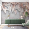 Rose Beige Feather Wallpaper | Elegant Feather Design for Modern Interiors YD-02409