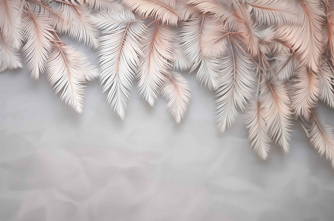 Rose Beige Feather Wallpaper | Elegant Feather Design for Modern Interiors