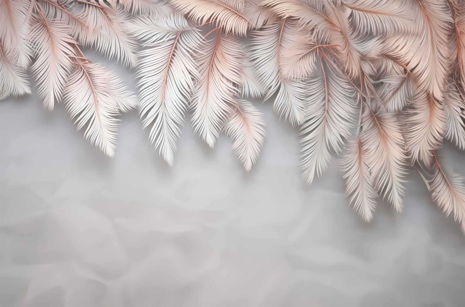 Rose Beige Feather Wallpaper | Elegant Feather Design for Modern Interiors YD-02409