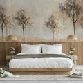 Soft Beige Watercolor Forest Wallpaper - Minimalist Autumn Mural YD-05120