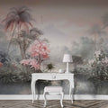 Soft Pink Palm Trees Wallpaper, Tropical Jungle Wall Decal YD-02381