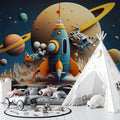 Space Rocket and Planets Wallpaper | Saturn Wall Mural YCO-00206