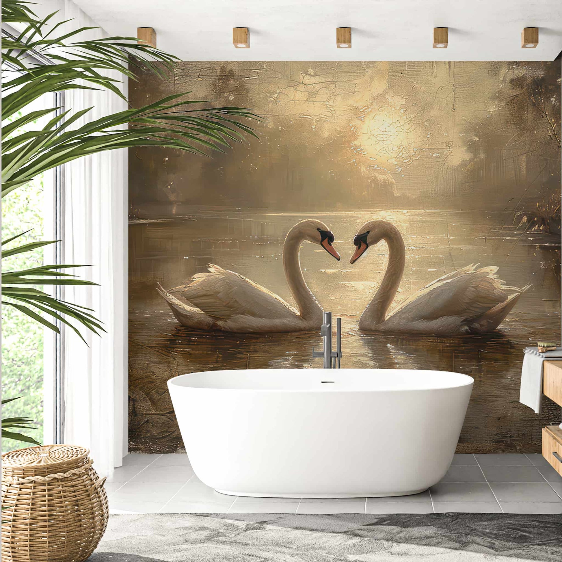 Swans on the Lake Landscape Wall Decal YH-05064