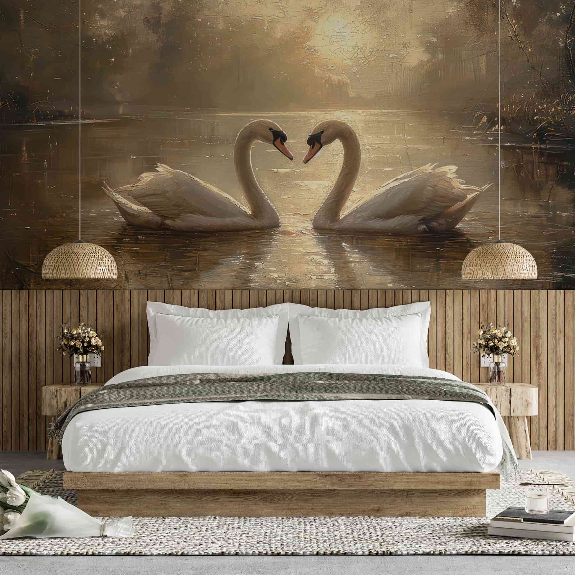 Swans on the Lake Landscape Wall Decal YH-05064